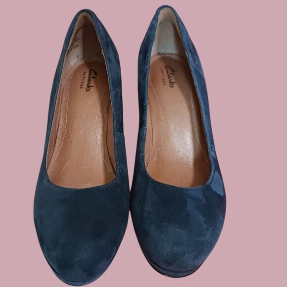 Clarks Artisan Cobalt Blue Suede Pumps With 3-Inch Heel Size 7M - Picture 6 of 16